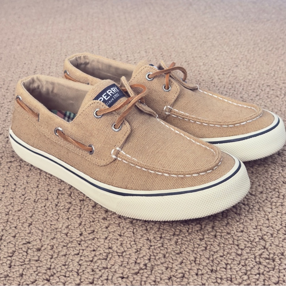 Sperry Men's Beige Canvas Boat Shoes Size 8.5
